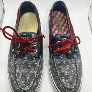 Sperry Top Spider Nautical Shimmer Women’s Boat Shoes size 8